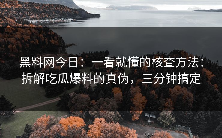 黑料网今日：一看就懂的核查方法：拆解吃瓜爆料的真伪，三分钟搞定