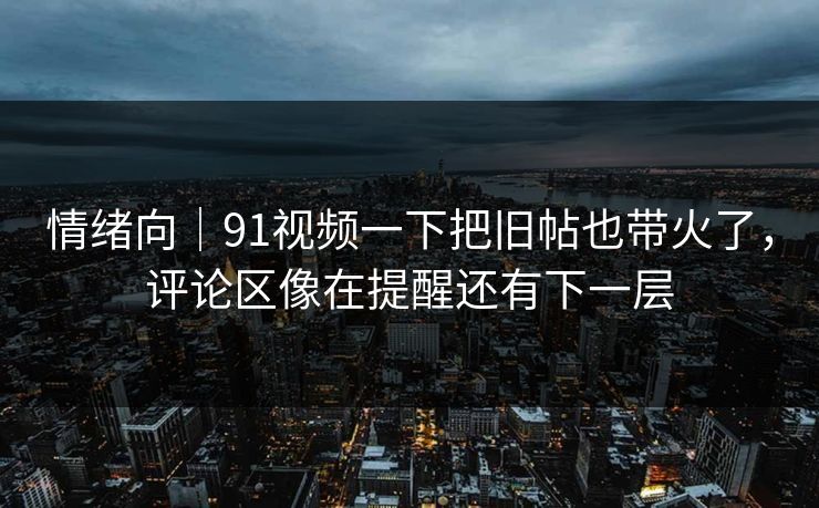 情绪向｜91视频一下把旧帖也带火了，评论区像在提醒还有下一层
