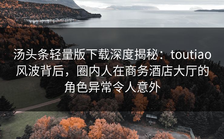 汤头条轻量版下载深度揭秘:toutiao风波背后,圈内人在商务酒店大厅的角色异常令人意外 汤头条轻量版下载深度揭秘:toutiao风波背后,圈内人在商务酒店大厅的角色异常令人意外