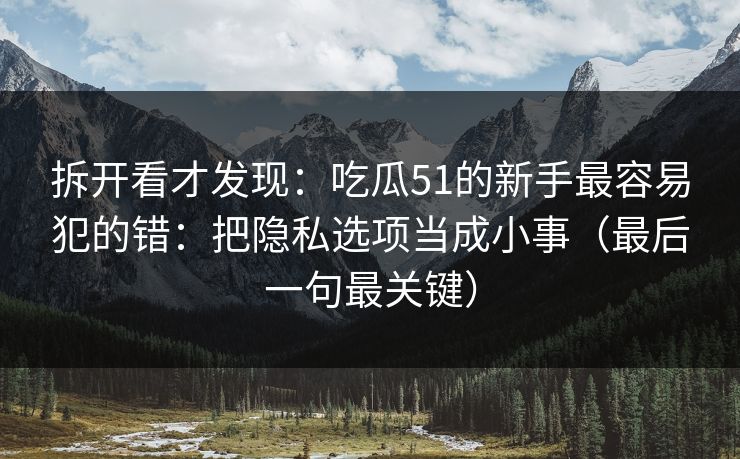 拆开看才发现:吃瓜51的新手最容易犯的错:把隐私选项当成小事(最后一句最关键) 拆开看才发现:吃瓜51的新手最容易犯的错:把隐私选项当成小事(最后一句最关键)